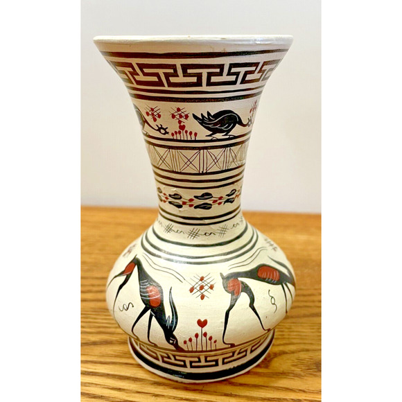 Pair of Unique Greek Vintage Vase Made by Vera G No. 5 & No. 20 Ceramic Handmade - Picture 4 of 11